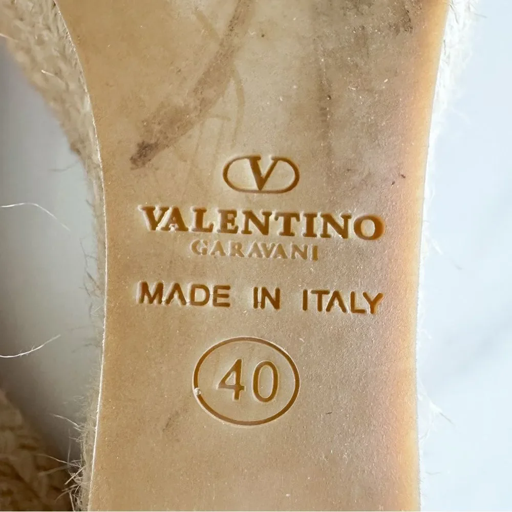 Valentino Garavani Patent Bow Espadrille Wedge Sandals Size 40 – Authenticated